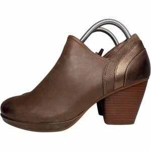 Dansko Marcia Brown Leather Clog Heel Comfort Shoes Womens EU 40 Zip Work